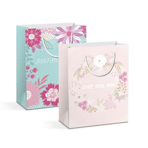 Floral gift bags, 12 pack, Just for you, pink and blue designs - Art & Craft