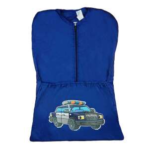 Kék rendőrautós mintás húzózsinóros táska cipzárral - Ovis zsák