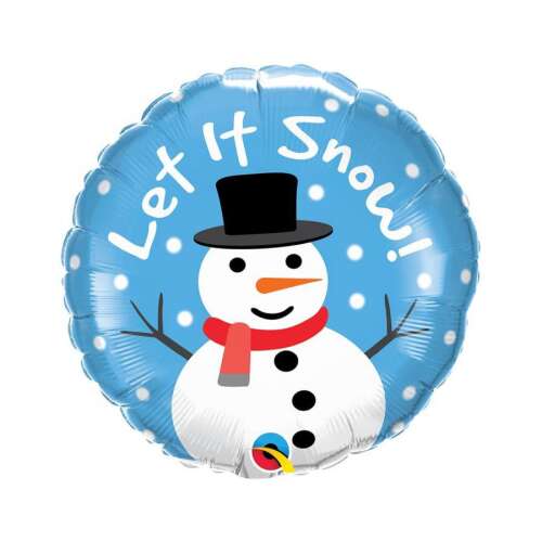 Let It Snow hóember fólia lufi, 46 cm, kék háttér - Godan