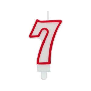 Számgyertya 7 - Piros Kontúr - 7 cm