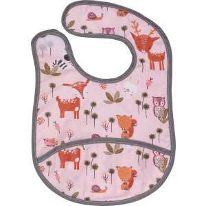 Bubaba safari vízálló előke Happy Animals mintával, rózsaszín szürke szegéllyel - Előke, büfikendő