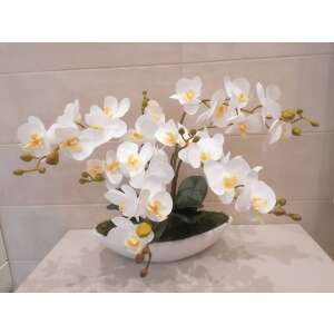 Orchidea Művirág 4 szálas kaspóban #fehér
