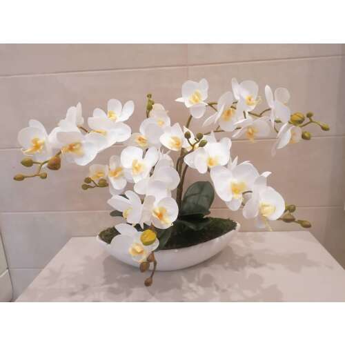 Orchidea Művirág 4 szálas kaspóban #fehér 32786386
