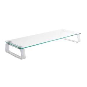 Stell SOS 5000 glass monitor stand, white, 560mm wide, 80mm high, 210mm deep - Monitor Stand
