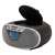 Aiwa BBTU-400SL portable CD radio with Bluetooth, USB input, clock and alarm clock, side view with CD player open