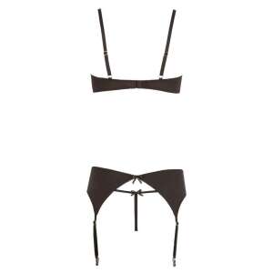 Abierta Fina fekete fehérnemű szett fűzővel és melltartóval, hátulnézet - Abierta Fina