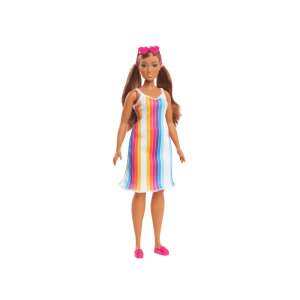 Păpușă Barbie cu rochie cu dungi multicolore, fabricată din plastic reciclat din ocean - Barbie Baba