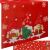 Festive red Christmas table runner with gnome design, 220x40cm, holiday table decor