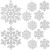 Set of Ruhhy Silver Glitter Snowflake Christmas Ornaments