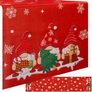 Christmas table runner with gnomes and snowflakes, 180x40cm, Ruhhy - Tablecloth