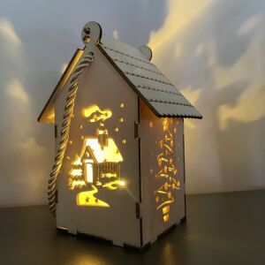 Ruhhy LED Advent lantern with house and Christmas tree design - Decoration