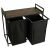 Double compartment laundry basket with wooden table shelf rustic LOFT black 94910364