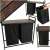 Rustic black double laundry hamper with wooden shelf, multiple views