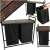 Rustic black double laundry hamper with wooden shelf, multiple views
