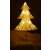 White wicker Christmas tree with warm white LED lights, lit up in a room