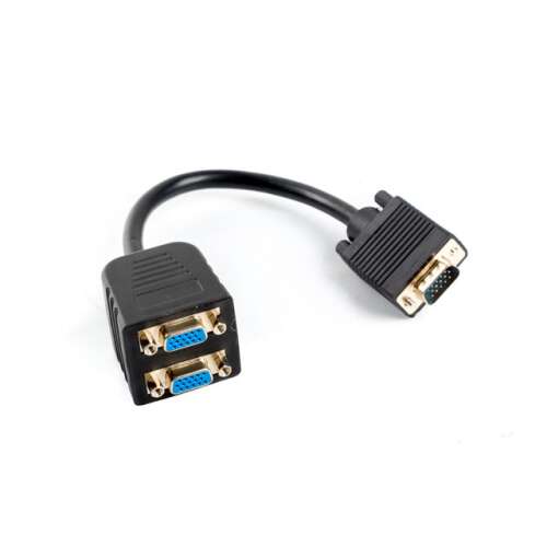 LANBERG VGA(M) -&gt; 2X VGA(F) adapter kábel 20cm fekete