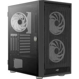 Aerocool Graphite ARGB Black ATX PC Case with Tempered Glass and Mesh Front Panel - Computer Case