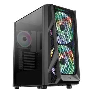 Obudowa komputera Aerocool AirHawk Duo RGB ATX, czarna, hartowane szkło, z wentylatorami RGB - Aerocool Pokój komputerowy