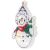 Angled view of Kik LED Snowman Hanging Light, illuminated Christmas decoration