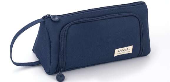 Iskolai tolltartó dupla tasakos hiúsági tok tengerészkék