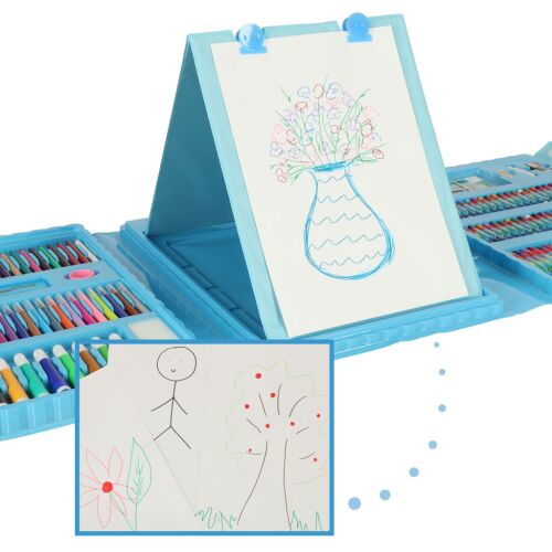 Plastic paint set in case 208pcs blue