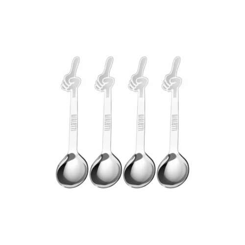 Set of 4 Bialetti stainless steel spoons with a unique finger design