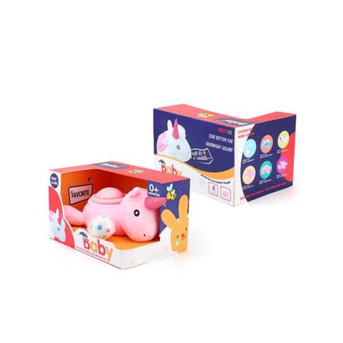 Jucărie de pluș unicorn roz cu efecte de lumină și sunet, perfectă pentru culcare