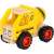 Small Foot fa játék betonkeverő teherautó, sárga fekete csíkokkal, kisgyermekeknek
