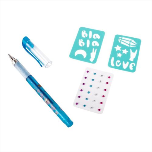 Create It! Scented Tattoo Pen with stencils and gems - blue