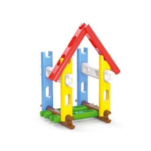 Set de construcție Quercetti Link Block, 24 piese, bețe din plastic colorate, construirea unei case, joacă creativă