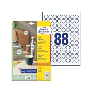 Avery 6222-10 runde Etiketten Verpackung und Etikettenbogen - Avery