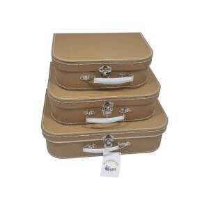 3-teiliges braunes Karton-Kofferset mit weißen Griffen - Koffer & Taschen