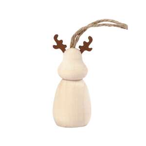 Ornament de Crăciun din lemn în formă de ren cu șnur de iută, 3 x 4 cm - Nonbrand Decorațiuni de Crăciun