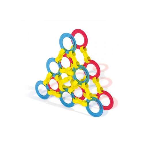 Jucărie de construcție Quercetti Ringo cu 240 de piese, inele colorate și conectori, construiește structuri, vehicule, animale și multe altele