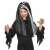 Czarna peruka czarownicy z białymi pasemkami świecącymi w ciemności, idealna do kostiumów na Halloween