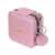 A WOW Generation rózsaszín utazó ékszerdoboz oldalsó nézete, bemutatva a cipzárat és a bolyhos pompon díszt