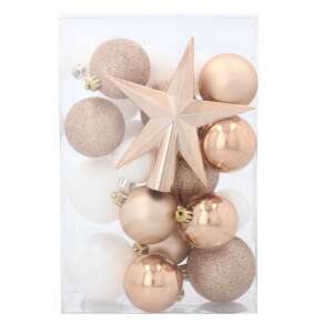 Beautiful 22-piece Christmas tree baubles with tree topper – white/gold 81636235 - Christmas tree ornament