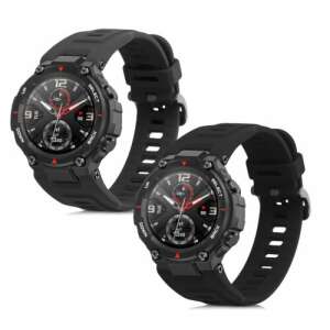 2-pak czarne silikonowe paski do zegarków Huami Amazfit T-Rex i T-Rex Pro - Pasek do inteligentnego zegarka