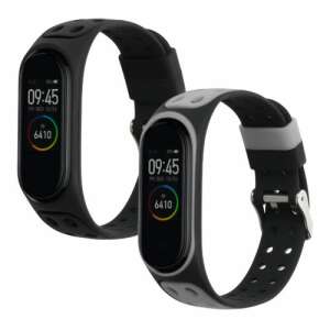 2 db fekete és szürke szilikon szíj a Xiaomi Mi Band 4 fitneszkövetőhöz - Okosóra szíj