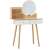 Skandinavian style dressing table with mirror, drawers and shelves, oak and white color