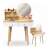 Skandinavian style dressing table with mirror, drawers and shelves, oak and white color
