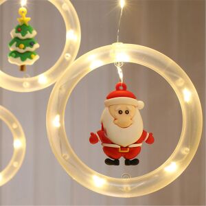 Close-up of Karácsonyi LED Fényfüggöny with Santa Claus and Christmas tree ornaments - Nonbrand String Light