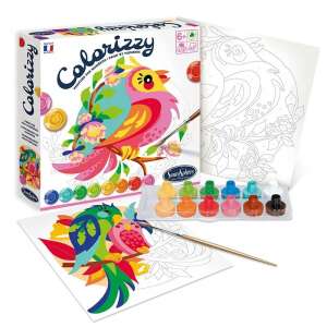 Sentosphere Colorizzy Számozott festés Papagáj, 6 éves kortól, 2 kép, 12 szín, festék készlet, festékkel és ecsettel - Sentosphere