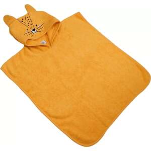 Blush & Blossom Leopárd Lenny Poncsó, sárga kapucnis törölköző leopárd arccal a babának, puha frottír anyagból, mosógépben mosható - Tryco