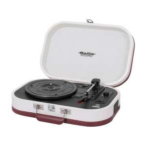 Sally TT 1020 BT portable record player in beige, open case, front view - Trevi