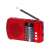 Trevi RA 7F20 red portable radio with FM, AM, and SW bands, Bluetooth, USB and Micro SD card playback