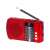Trevi RA 7F20 red portable radio with FM, AM, and SW bands, Bluetooth, USB and Micro SD card playback