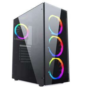 Carcasă de computer Gembird Fornax 1500RGB neagră cu panou lateral din sticlă călită și ventilatoare RGB - Gembird