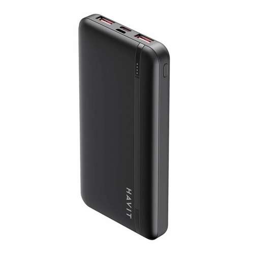 HAVIT PB90 10000 mAh fekete powerbank, ferde nézet