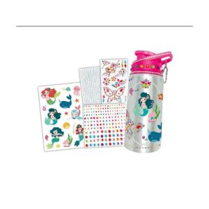 Kreativ Kulacs Set decorare sirenă: Sticlă de apă decorată cu autocolante și pietre prețioase sirenă. - Nonbrand Jocuri si jucarii creative
